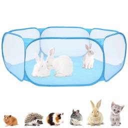 Gaiola de estimação portátil com cerca dobrável, cercadinho para pequenos animais, filhote respirável, gato, coelho, cobaia, hamster, ouriço - Image 1