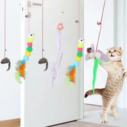 Simulação divertida de brinquedos de mouse e gato, Lagarta de corda interativa, Porta telescópica, Brinquedo Pet, Gato e gatinho - Image 2