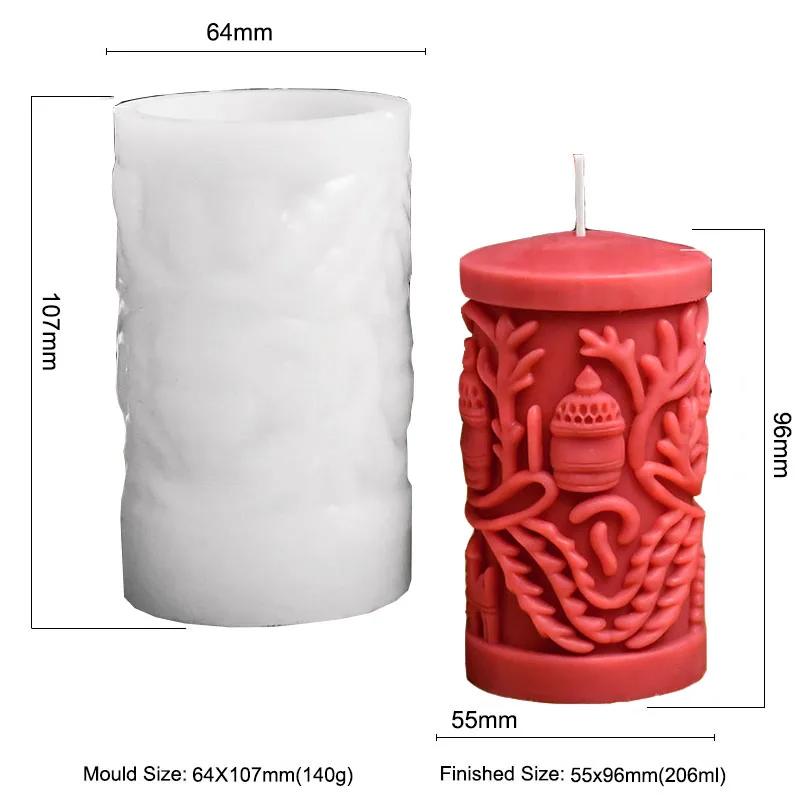 Silicone resina epóxi Natal vela molde, alívio de veados, cilíndrico gesso, Desktop ornamentos, DIY decoração - Image 1