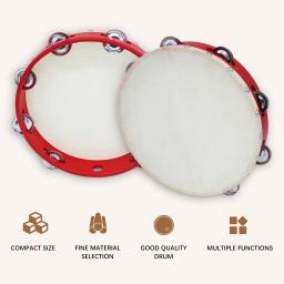 Mão pandeiro com Metal única linha, Jingles Sheepskin Drum Skin, pratos de Metal, 8pcs, 10" - Image 1