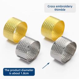 Dedal ajustável para bordado acolchoado, protetor de dedo dourado e prateado, anéis artesanais de cobre, ferramentas de costura DIY - Image 5