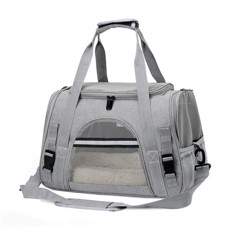 Portátil sair cão de estimação gato bolsa simples ombro straddle pet transportadora dobrável respirável transparente gato e cão saco - Image 1