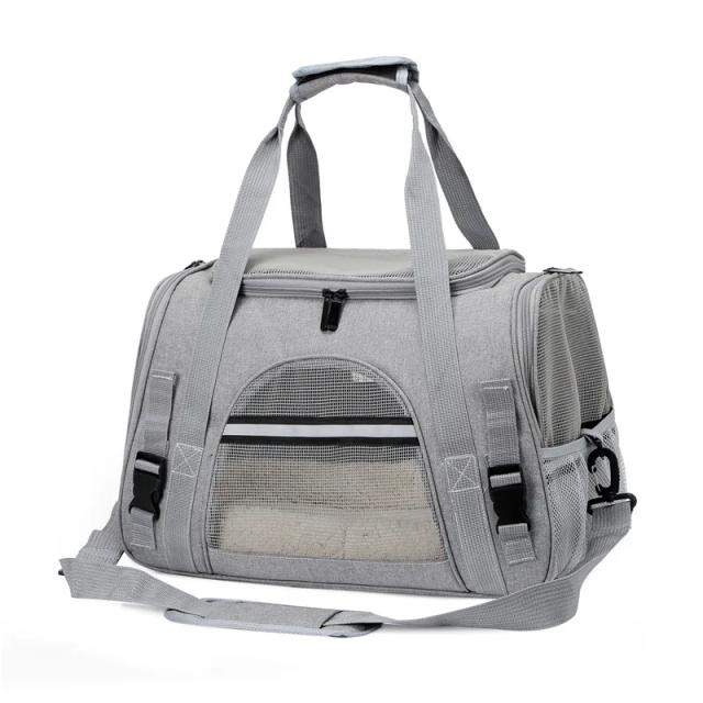 Bolsa de Transporte Dobrável Respirável para Gatos e Cães de Estimação com Design Transparente e Confortável para Ombro