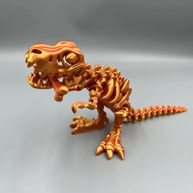Estatueta de Dinossauro T-Rex Impressa em 3D com Crânio Integrado e Movimentação Articulada