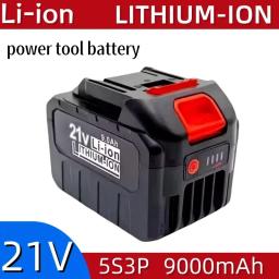 Bateria de lítio recarregável 21v 18650, baterias de 9000mah, alta corrente, alta descarga, 21 volts, bateria de substituição para chave de fenda - Image 1