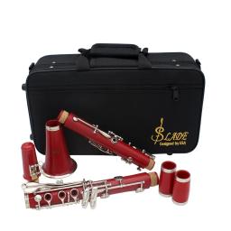 SLADE-Clarinete Profissional com Acessórios Bolsa, Clarinete Bb, 17 Chaves, 6 Anéis Clarinete Vermelho, Instrumentos de Sopros - Image 1