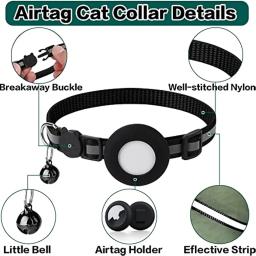Atuban-Airtag Cat Collar, Breakaway, reflexivo gatinho Collar, Apple Air Tag Holder e Bell para menina e menino, 0,4 polegadas - Image 6