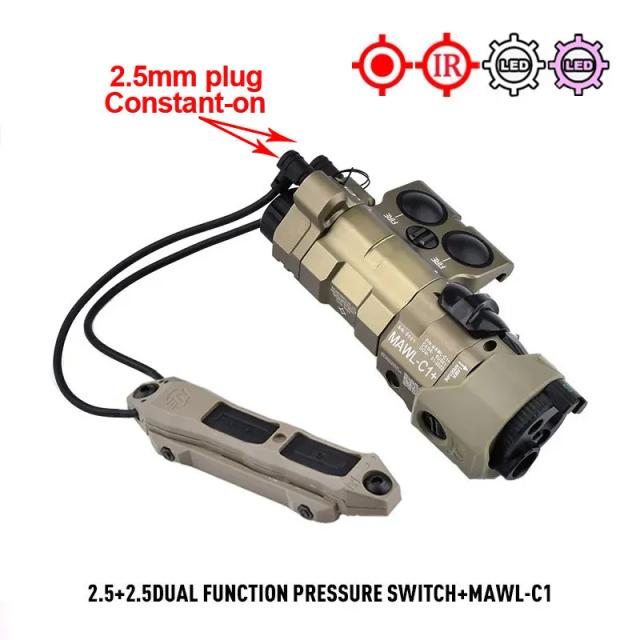 Ponteiro Laser WADSN para Airsoft com Ponte Vermelho Azul Verde IR, Metal MAWL-C1 para Rifle AR15 e Armas Infravermelhas com Visão Leve