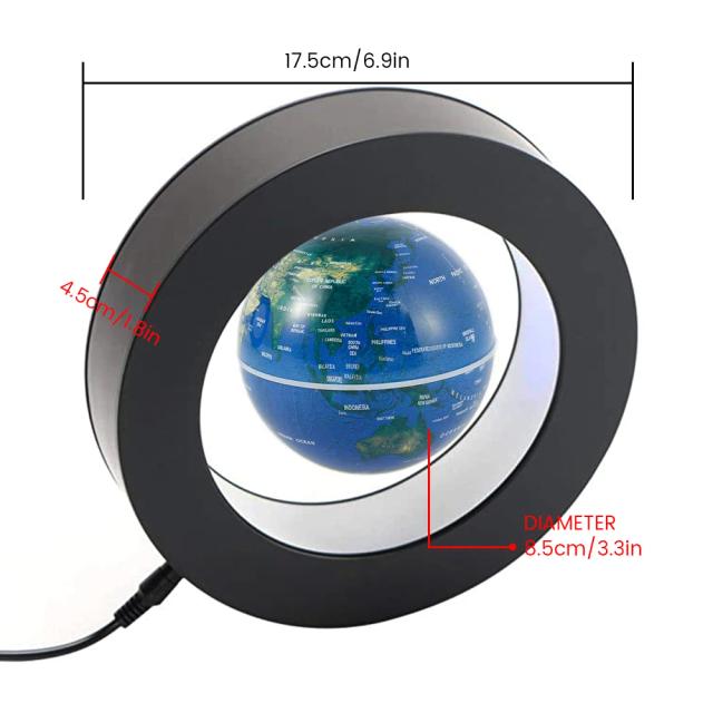 Globo de Levitação Magnética LED Mapa do Mundo 8.5cm