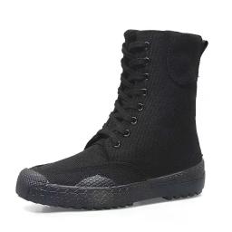 36-46 botas masculinas primavera outono botas de lona masculinas sapatos de renda botas de cano alto cor sólida zapatos tornozelo calçados de motocicleta y3 - Image 4