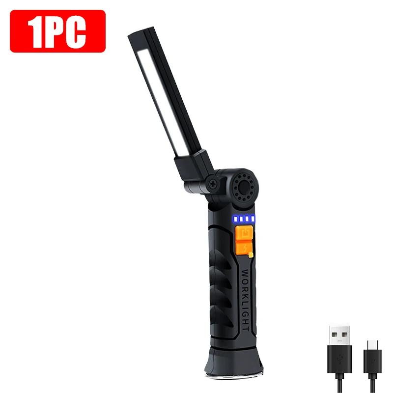 Luz de trabalho multifuncional dobrável, tocha de acampamento portátil, lanterna recarregável USB com bateria embutida, lanterna magnética - Image 1