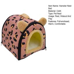 Cama de ratos para animais de estimação fechada, ninho aconchegante de inverno, casa caverna pequena e fechada para cobaias e ouriços, cama confortável e quente - Image 6
