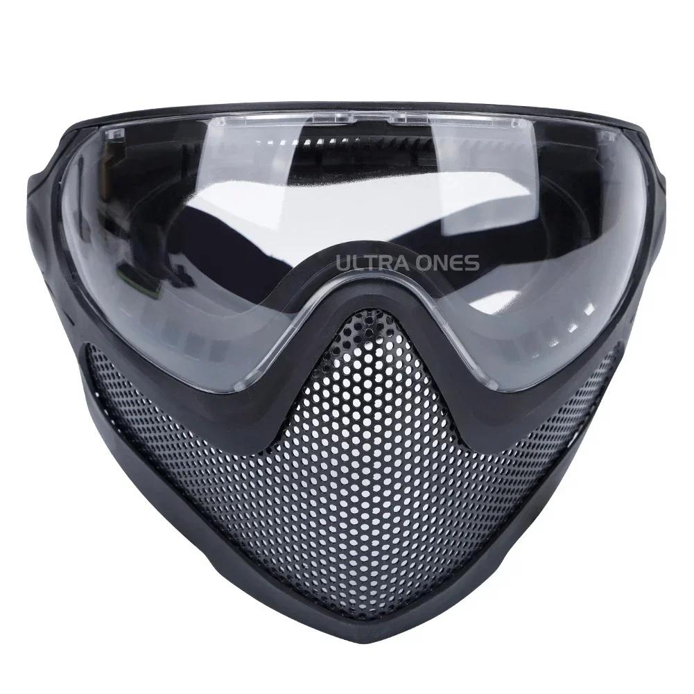 Máscara tática facial completa paintball airsoft cs tiro malha de aço respirável cabeça protetora capacete usando máscaras equipamentos caça - Image 6