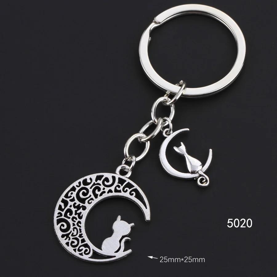 Lua Gato Animal Chaveiro para Mulheres, Pingente De Jóias, Corrente Chave Do Carro, Presente Original Amigos, Atacado - Image 1