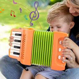 Acordeão de brinquedo para crianças, instrumento musical, brinquedos educativos, presentes para crianças, iniciantes, meninos, meninas, 8 graves, 10 teclas - Image 1