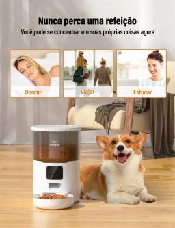 Alimentador automático com gravador de voz, Wi-Fi, redemoinho inteligente, alimentador lento, grande capacidade, sincronismo, gatos e cães, 4L - Image 2