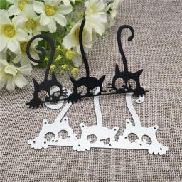 Três gato feliz quadro de corte de metal morre estênceis para diy scrapbooking decorativo gravando modelo de artesanato - Image 4
