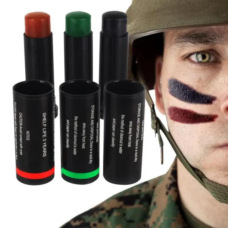 Profissional Face Paint Stick, efeito especial, pintura preta para futebol, beisebol e softball, maquiagem de Halloween, cosplay, 3pcs - Image 1