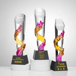Prêmios De Troféu De Cristal Criativo Personalizado, Esportes Universal Trofeo, Decoração De Casa, Resina Irregular Ouro, Prata, Coluna De Cobre, 1Pc - Image 4