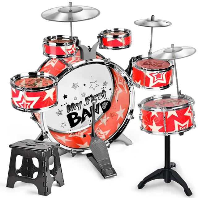 Brinquedo de Brincar com Tambor Musical Jazz - Conjunto de Percussão Portátil para Crianças de 1 a 3 Anos