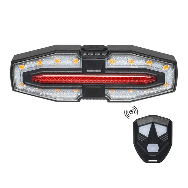 Luz Traseira com Sinalização Turn Signal USB Recarregável para Bicicleta com Controle Remoto Sem Fio e Aviso de Segurança