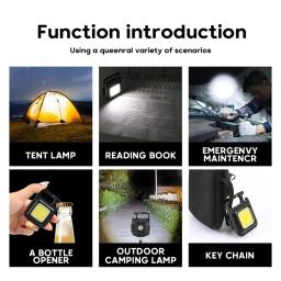 Multifuncional Mini Lanterna LED Chaveiro, Lâmpadas portáteis COB Camping, Carregamento USB, Luzes de trabalho, ao ar livre, Pesca, Caminhadas - Image 5