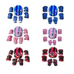 Capacetes esportivos para crianças, joelheiras, cotoveleiras, skate, ciclismo, Hoverboard, patins, basquete, futebol, 7pcs, conjunto - Image 2
