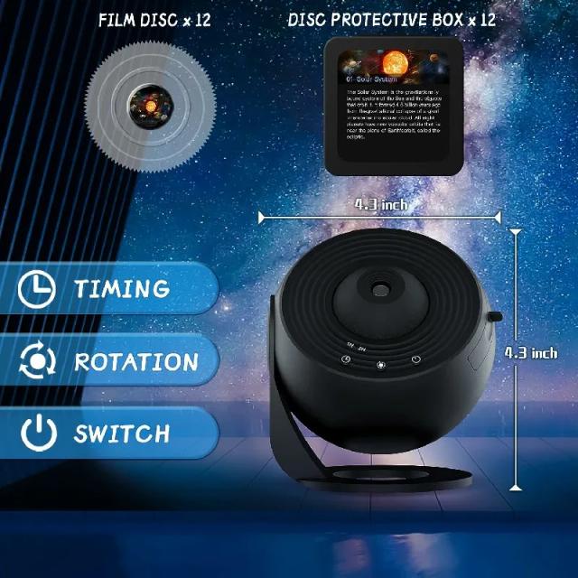 Projetor de Galáxia LED Noturno 360° Planetário Giratório