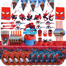 Spiderman Aniversário Decoração Set para Crianças, Fontes Do Partido, Kit De Louça, Banner, Toalha De Mesa, Contexto, Óculos, Balões - Image 1