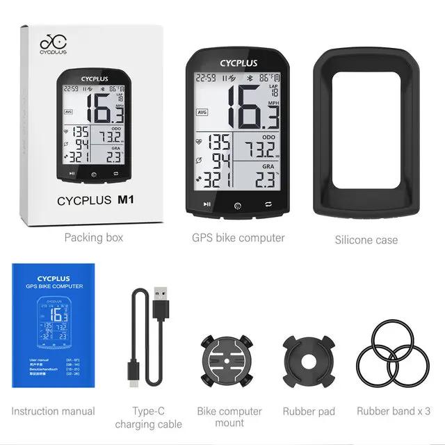 Computador de Bicicleta CYCPLUS M1 sem Fio com GPS, Velocímetro Bluetooth e Sensor ANT+ para Acessórios de Ciclismo