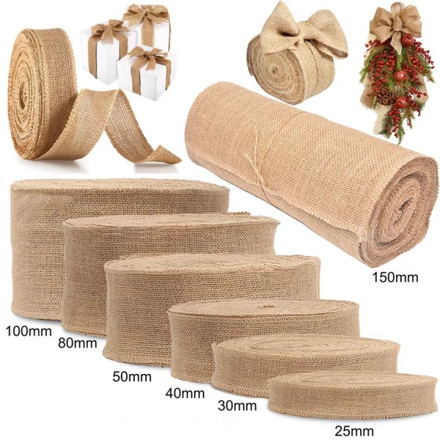 Fita de Juta Natural de 2 Metros para Embrulho de Presentes e Decoração Rústica de Casamento
