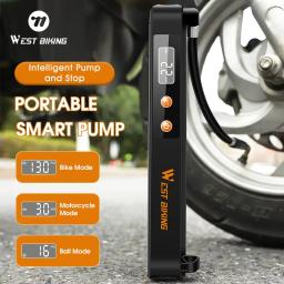 Bicicleta elétrica recarregável Bomba, Auto-Stop pneu Inflator com manômetro, Bicicleta e Motocicleta Bola, 130 PSI, 7.4V, 1500mAh - Image 1