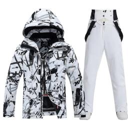 -30 graus terno de esqui para homens inverno à prova de vento impermeável grosso quente jaqueta de esqui e calças de neve conjunto ao ar livre masculino snowboard wear - Image 3