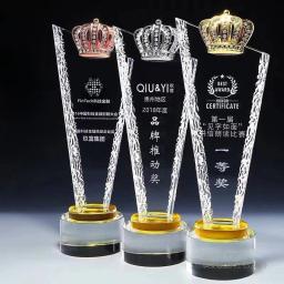 Troféu de cristal personalizado para o prêmio do grupo do empregado, ouro do metal, prata, coroa do cobre, lembranças do ofício, decoração Home, 1Pc - Image 1