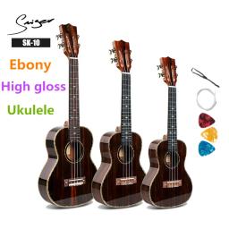 Todo o Ebony Ukulele Guitar, Mini Soprano elétrico Concert Tenor, 4 cordas, guitarra de viagem Pickup, 4 cordas, 21 ", 24", 26" - Image 1