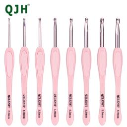 Conjunto de ganchos de crochê de 8 tamanhos, multicolorido, agulhas de crochê suaves e confortáveis, ganchos de crochê ergonômicos com estojo para mãos artríticas - Image 1