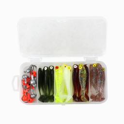 Conjunto de kit de isca de pesca macia, conjunto de 40 peças, 5cm, 3.5g, gancho de cabeça do gabarito, com caixa - Image 6
