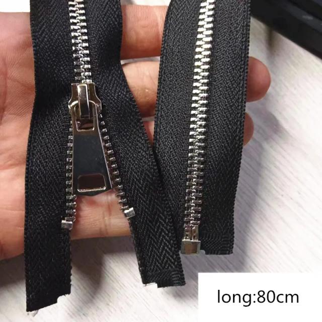 Zíperes de Metal Auto Bloqueio para Costura - Open e Close-End, 50-80cm, 5#, Pack com 2 Peças para Jaquetas e Acessórios DIY