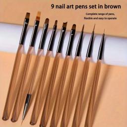 Conjunto de pincéis para nail art, conjunto de pincéis para nail art, desenho, desenho, escultura, acrílico, diy, 9pcs - Image 2