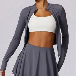 Roupa de treino elástica para mulheres, roupa esportiva, roupa de ioga, esportes fitness, saia curta, roupas de ginástica de mangas compridas, roupas esportivas - Image 5
