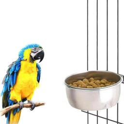 Aço inoxidável Clamp-On bebedor de água para Pet, Food Dish, Hamster, Bird Feeder, Parrot Feeding Bowl, Cage Cup - Image 3