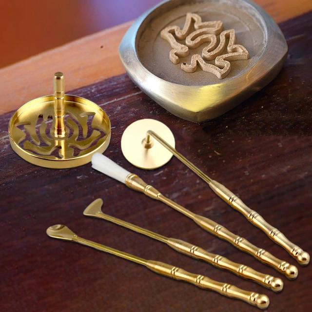 Conjunto de 5 Queimadores de Incenso em Latão para Meditação e Festivais de Yoga