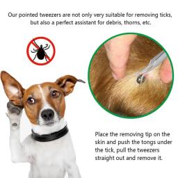 2 Em 1 Stainless Steel Tick Pinças Profissional Ferramenta de Remoção rápida Tick para Cat Dog Pessoas Pet Supplies Dog Tick Remoção - Image 3