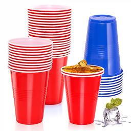 Copos Plásticos em Vermelho ou Azul, Copos para Bebidas do Jogo de Cerveja Pong, Refrigerante, Punch, Churrasco, Cola, Descartável com Água, 16 Oz, Pacote 16 - Image 1