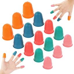 Silicone Dedo Protetores, dedal, manga, Dicas Guarda, ponta do dedo, polegar, almofadas para bordado, costura, corte, 5pcs - Image 1