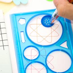 Geometria spirograph desenho estênceis conjunto modelo de pintura arte artesanato criativo crianças brinquedo educativo variedade de flores régua - Image 3