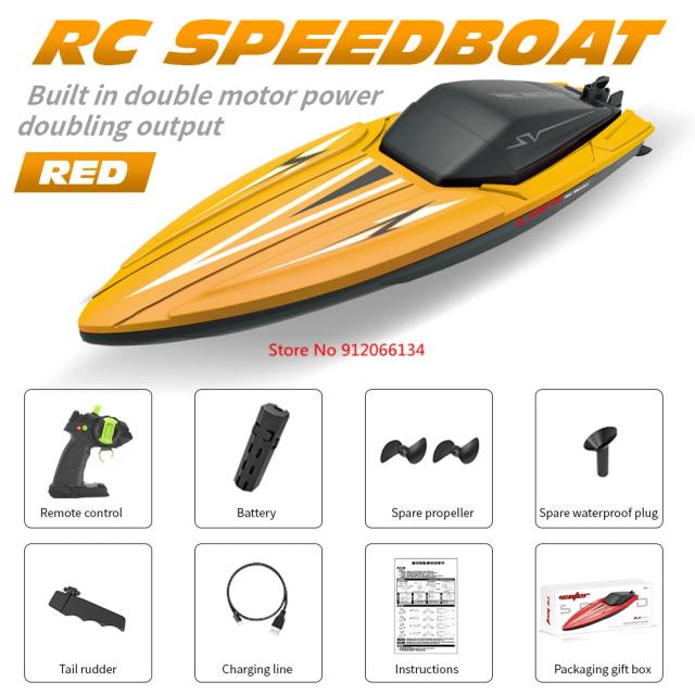 Barco Lancha RC Alta Velocidade 2.4G Controle Remoto Elétrico 33.5cm