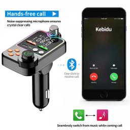 Transmissor FM sem fio Bluetooth 5.0 para carro, modulador PD, kit mãos livres de carregamento, áudio auxiliar, 3.1A, porta USB dupla - Image 1