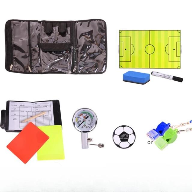 Kit Completo para Árbitros de Futebol: Bolsa com Apito, Cartões Vermelhos e Amarelos, Moeda para Escanteio e Barômetro