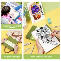 Arrtx Artist Sketchbook de capa dura, 60 folhas de papel de desenho sem ácido grosso de 180g, bloco de esboço de capa dura para tinta, lápis, grafite - Image 4